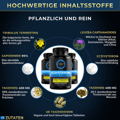 Ecdysteron mit Tribulus | 20:1 Extrakt | 90% Saponine